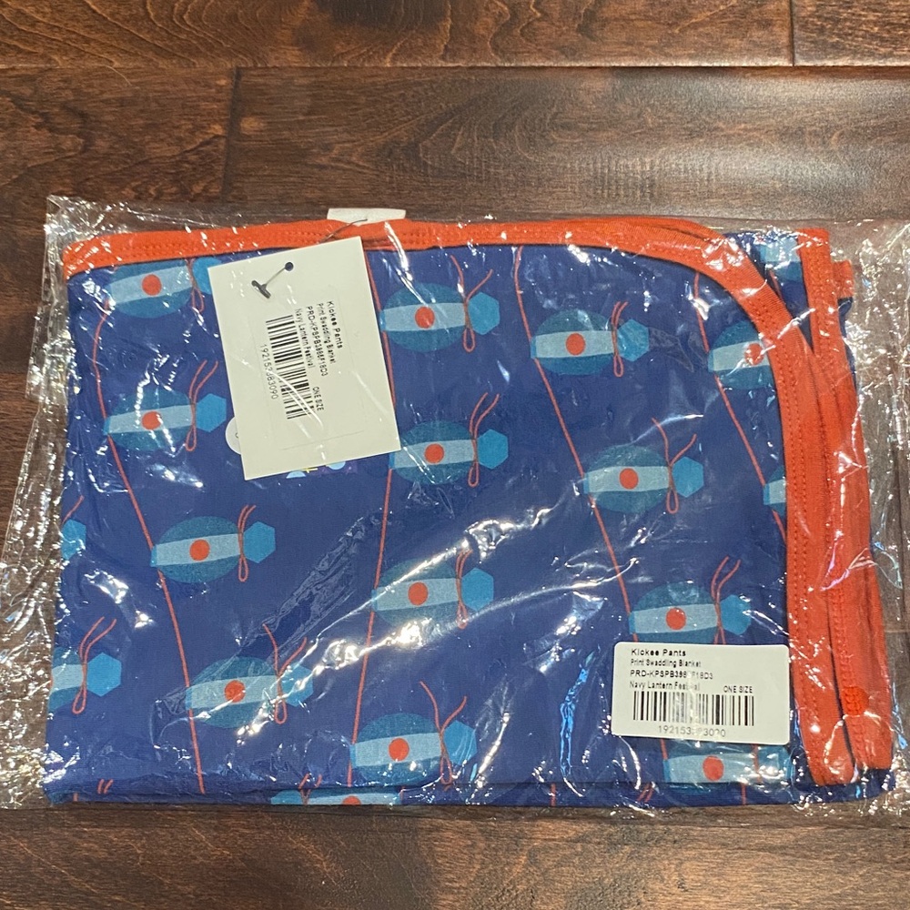Kickee Pants Bamboo Navy Lantern Festival Swaddling Blanket NWT
